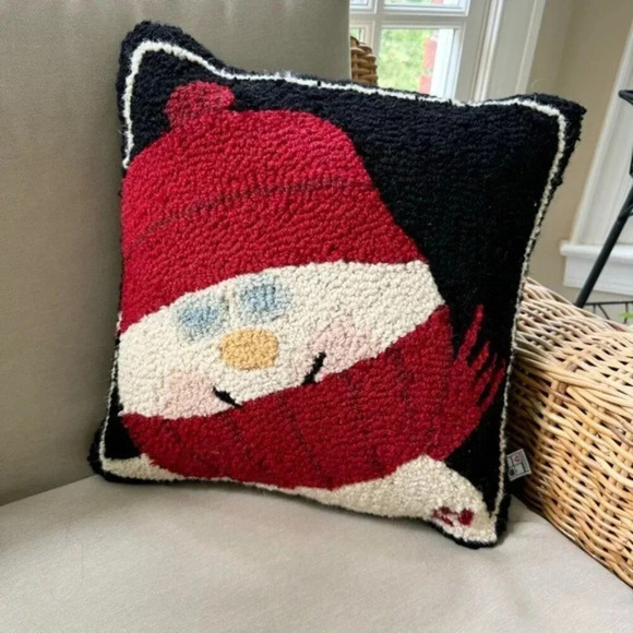 Chandler Four Corners Wool Laura Megroz 2009 Sweet Snowman Pillow 18”x18” Black - Picture 8 of 9